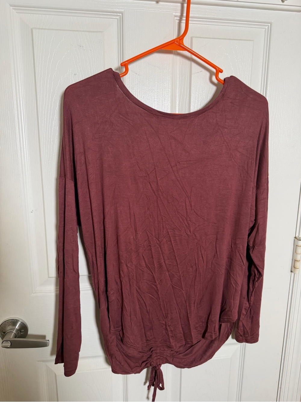 Charlotte Russe Deep Plum Long Sleeve Drawstring Hem Top